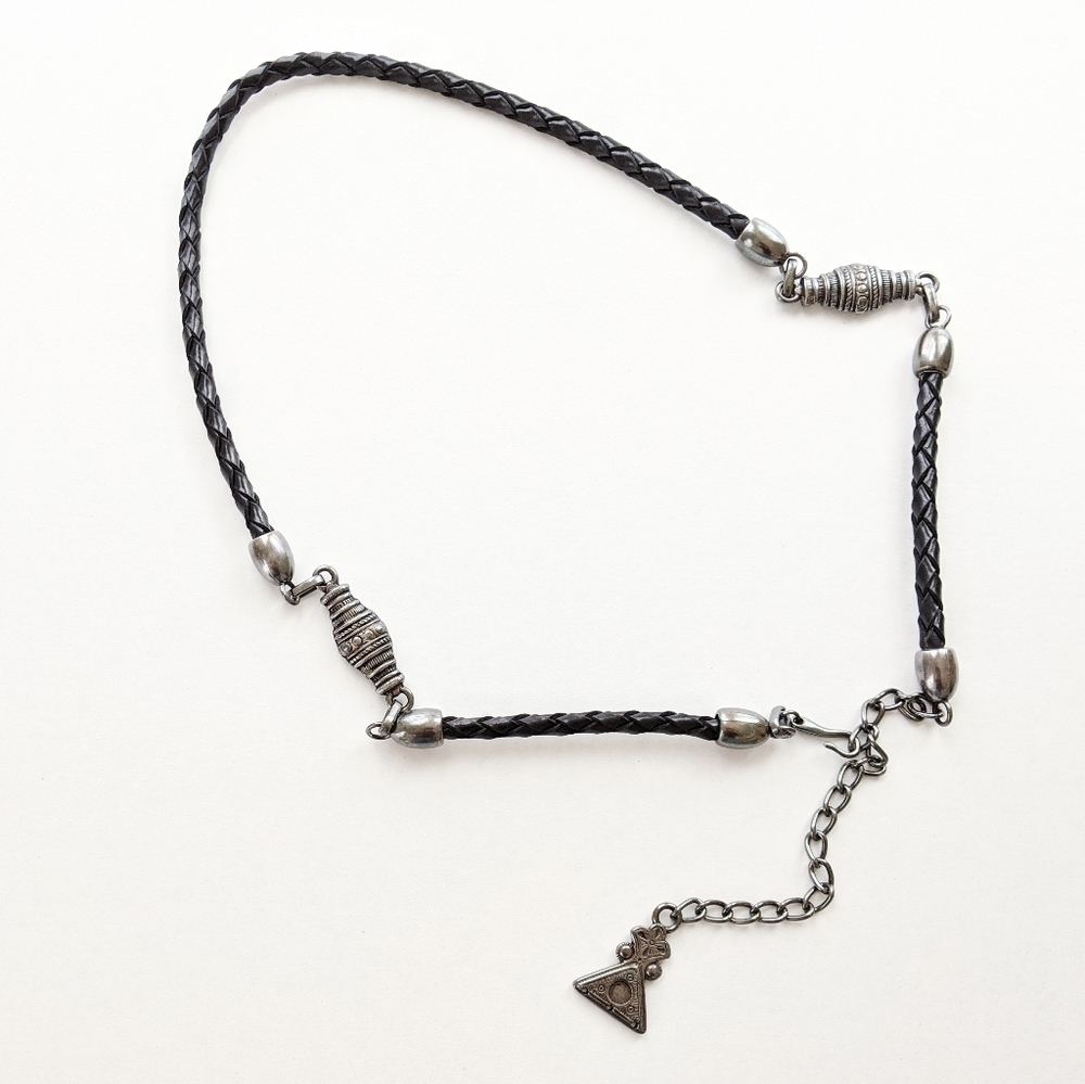 Vintage Edgy Boho Chain Belt Black Leather Metal